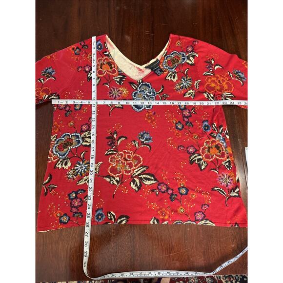 August Silk Silk Blend 3/4 Sleeve Sweater Sz 2X Beaded Sequin Floral Dressy Red - Picture 5 of 8